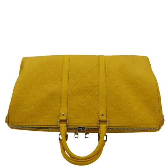 LOUIS VUITTON Keepall 50 Bandouliere Monogram Taurillon Travel Bag Yellow - Picture 5 of 12